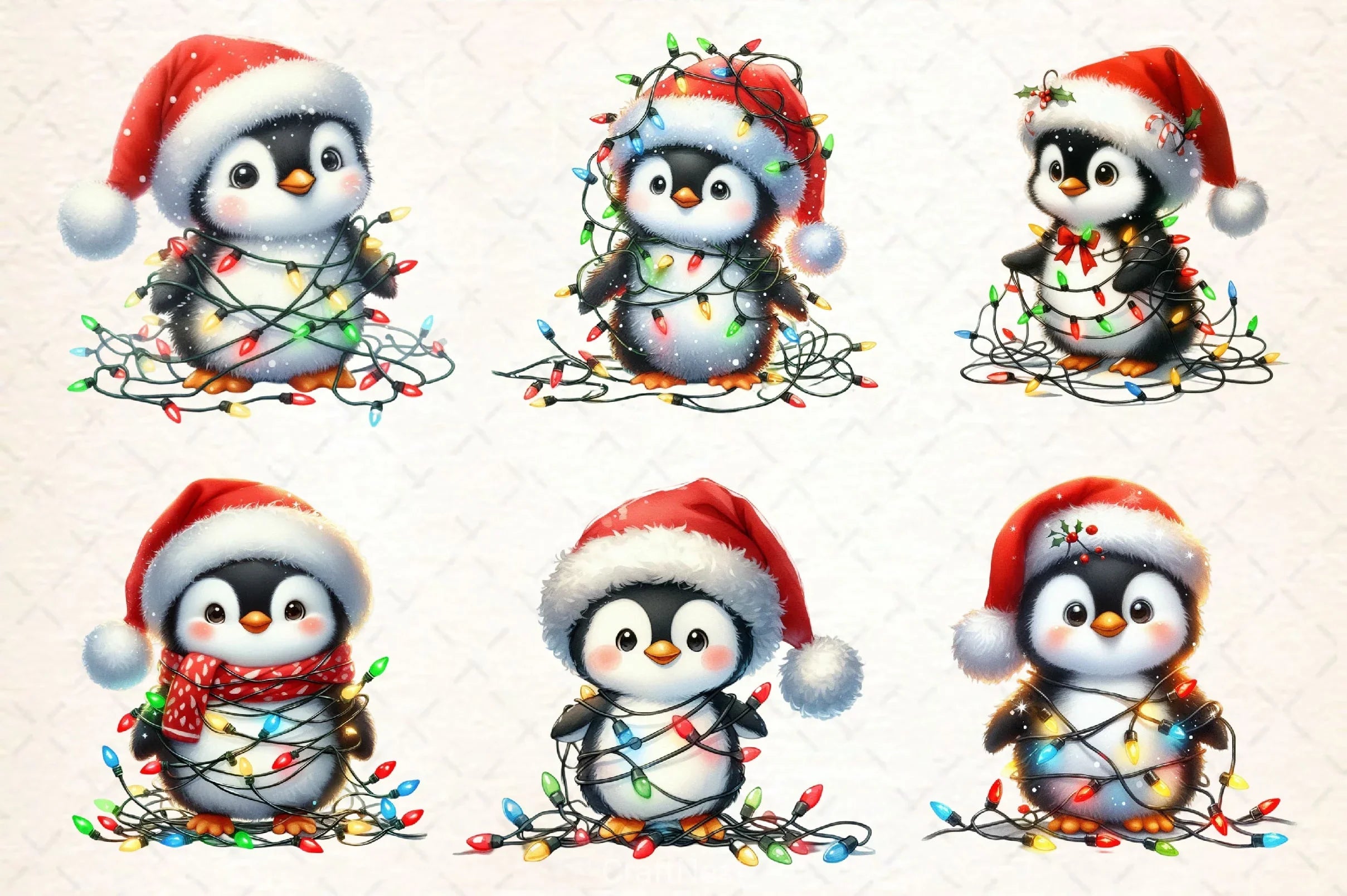 Cute Christmas Penguin With Light Clipart Bundle - CraftNest - Digital Crafting and Art