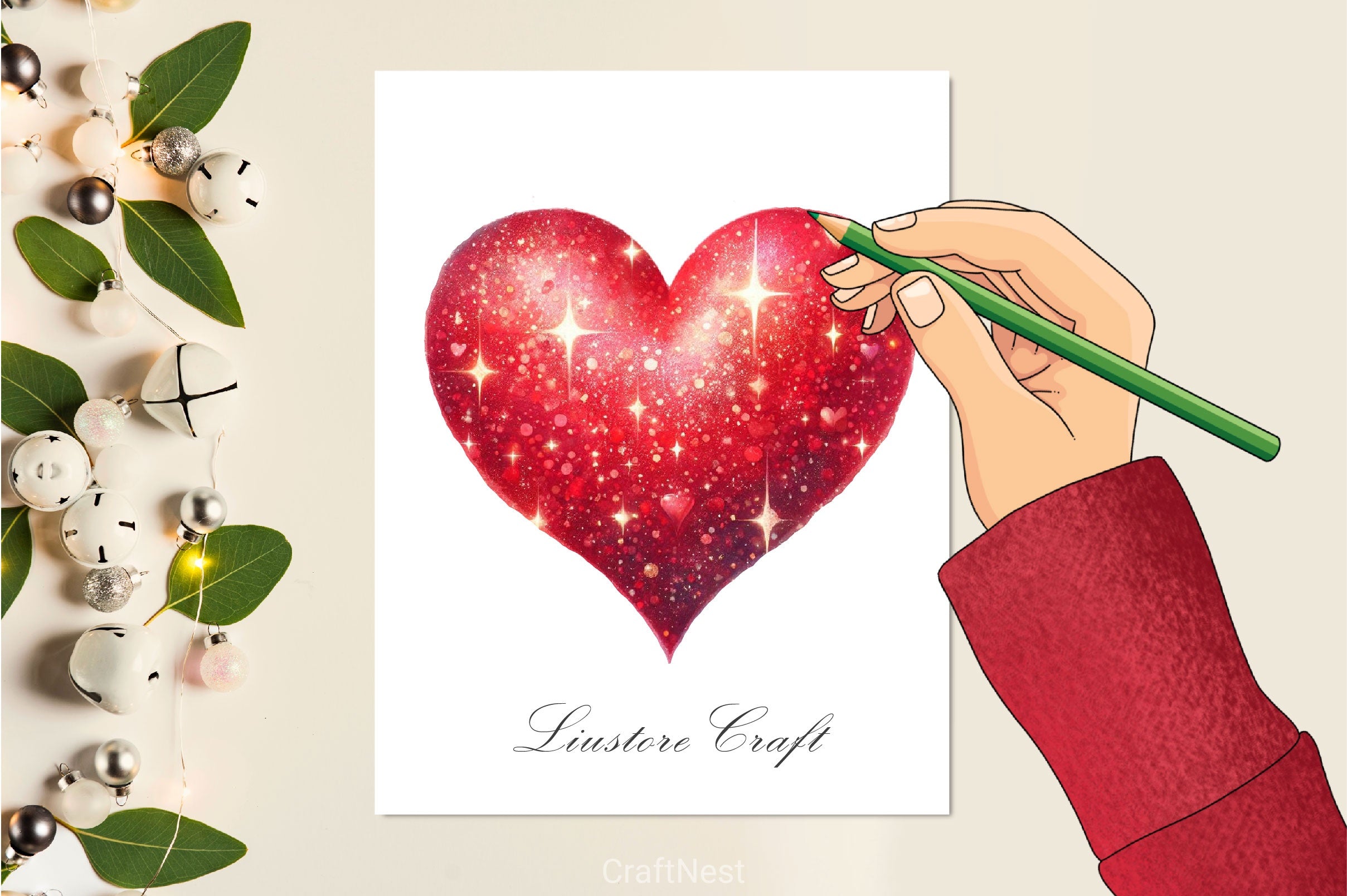 Glitter Heart Valentines Day Clipart Bundle - CraftNest - Digital Crafting and Art