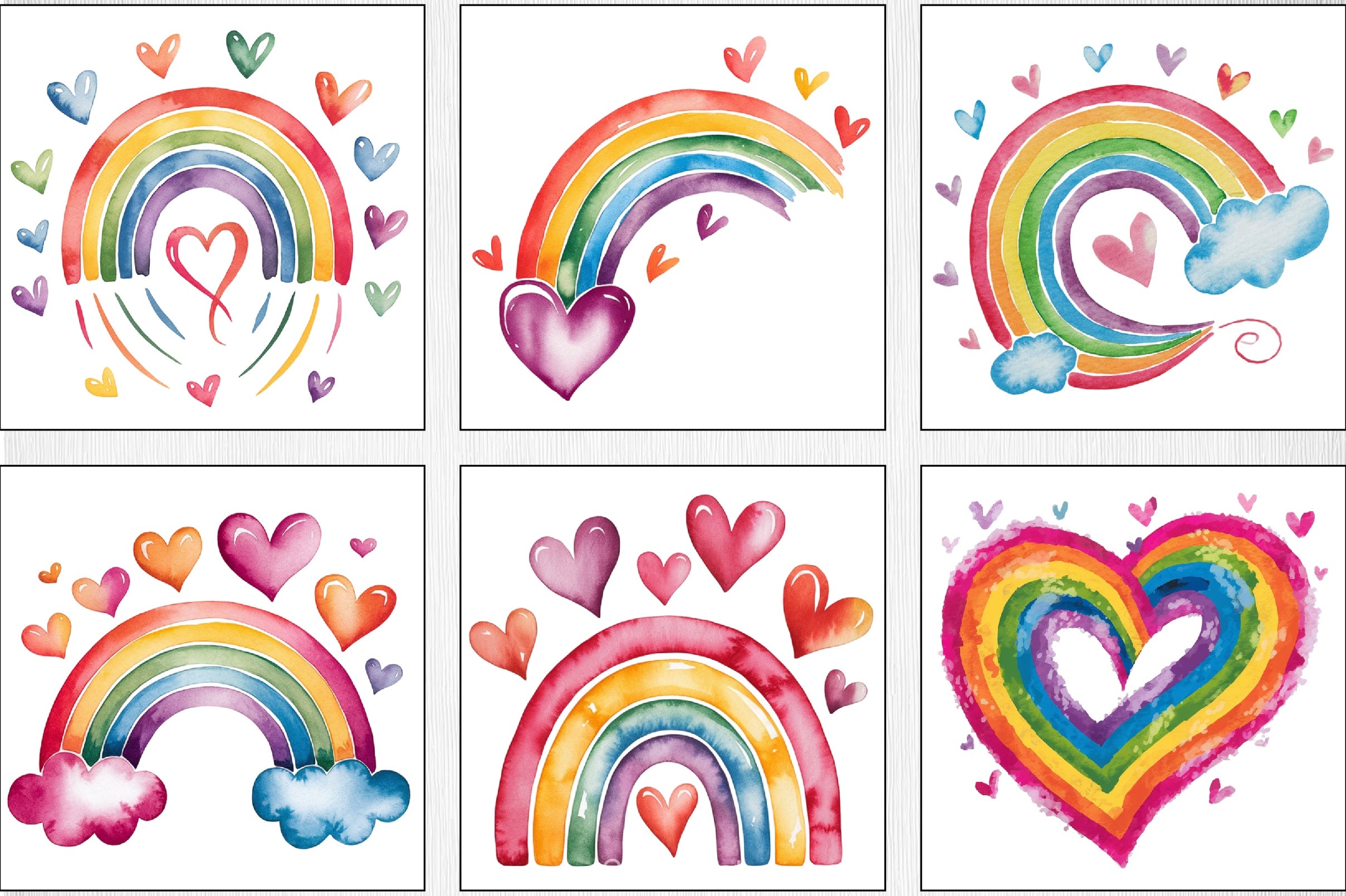 Valentine's Day Rainbow Clipart Bundle 2 - CraftNest - Digital Crafting and Art