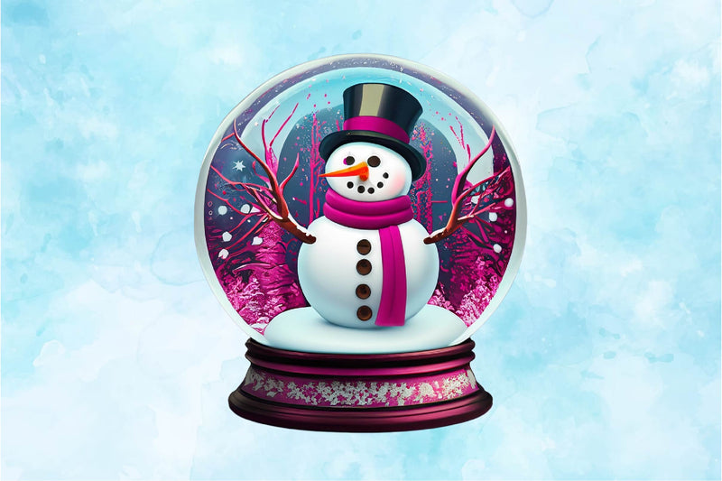 Pink Snowman In Snow Globe Clipart Bundle - CraftNest - Digital Crafting and Art