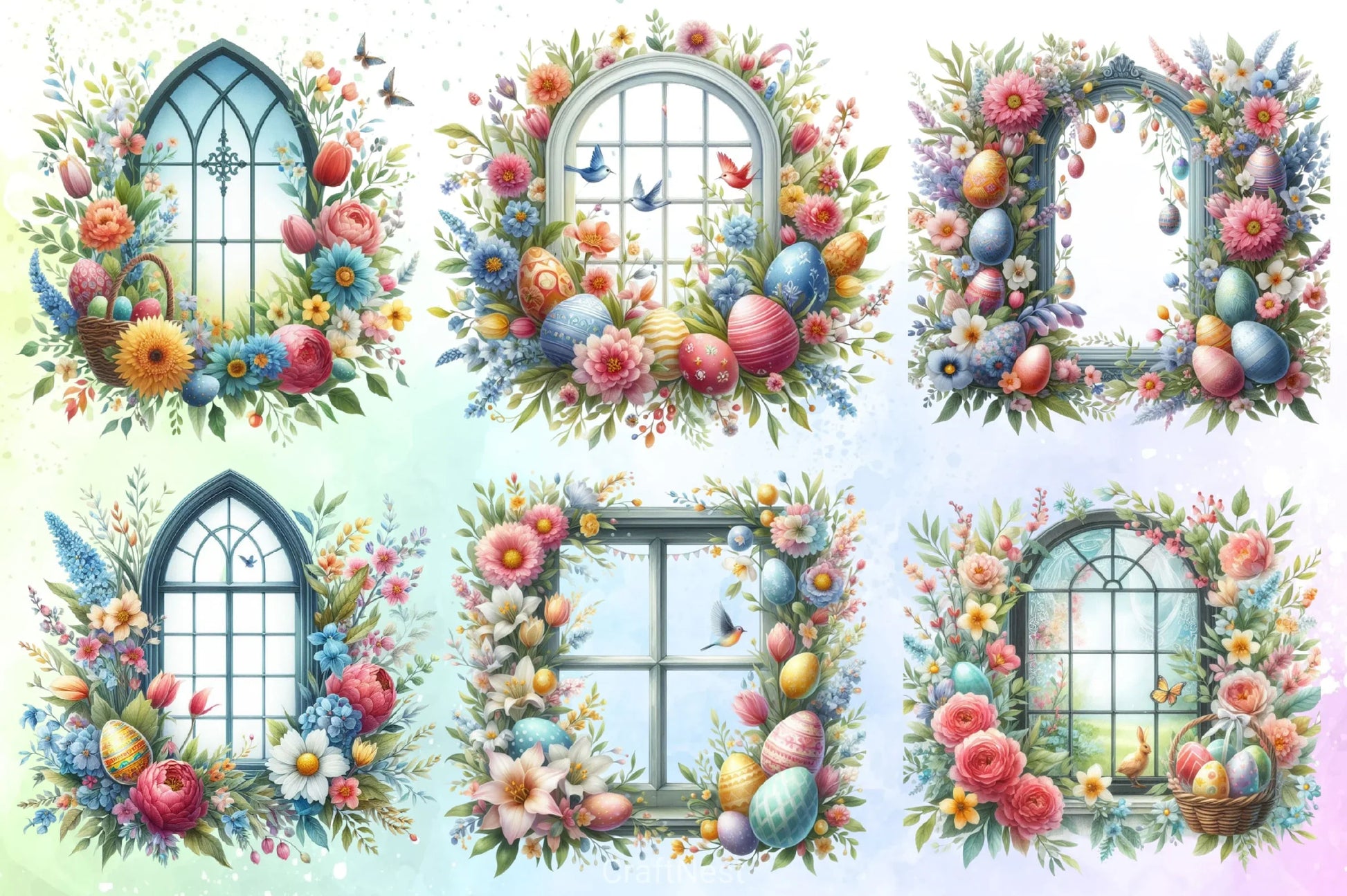Easter Floral Window Clipart Bundle - CraftNest - Digital Crafting and Art