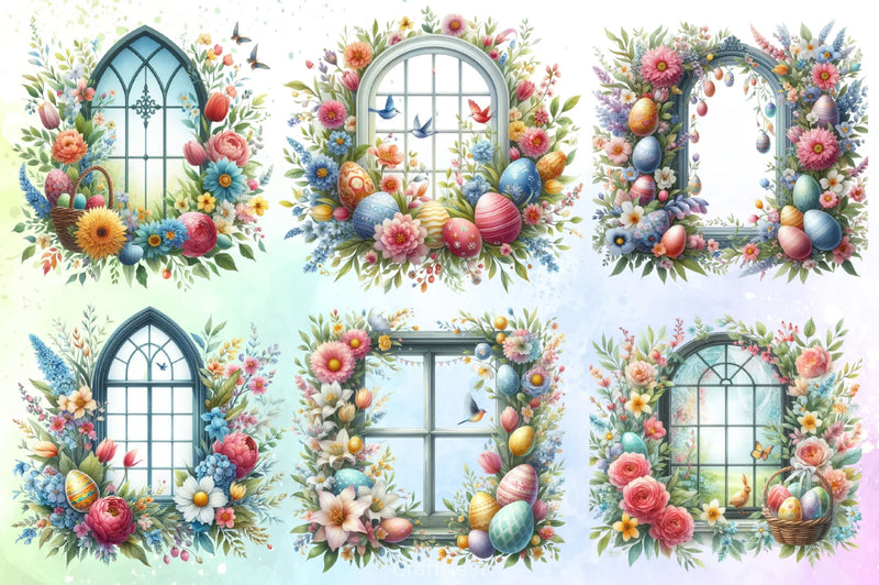 Easter Floral Window Clipart Bundle - CraftNest - Digital Crafting and Art