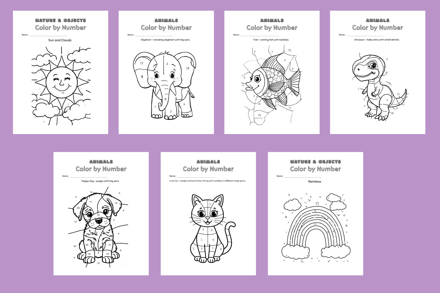 Color By Number Worksheets For Kids Book