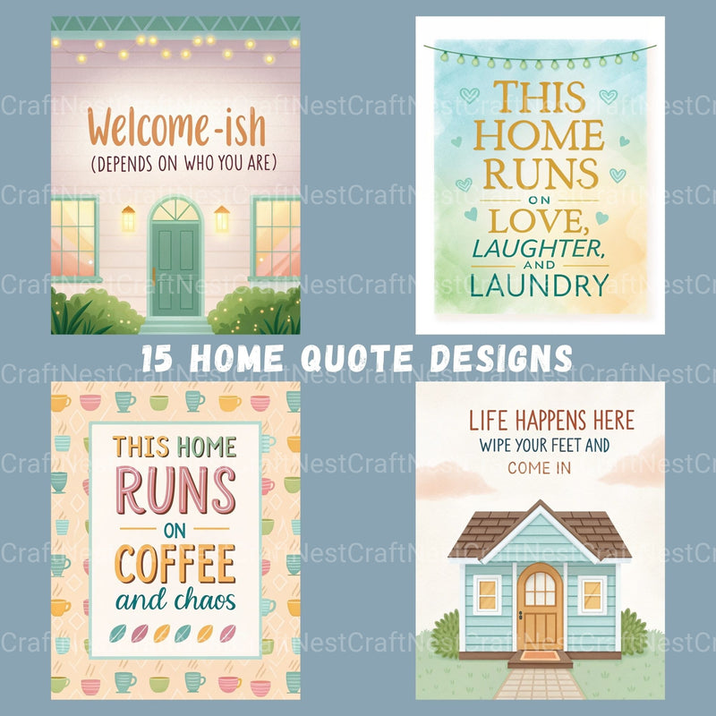 Home Quotes Clipart Bundle - CraftNest - Digital Crafting and Art