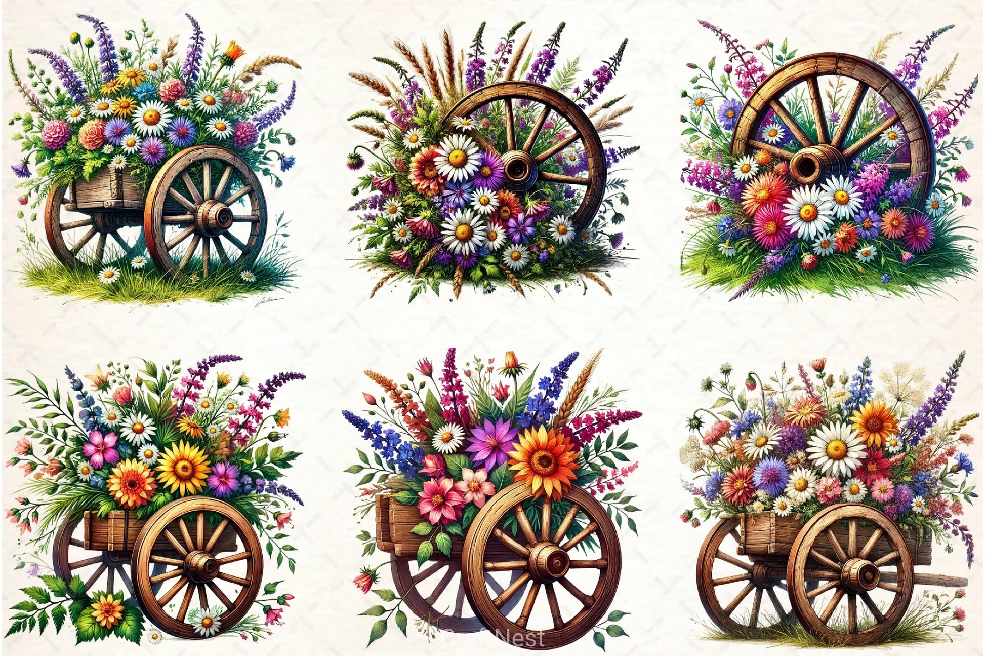 Spring Wheel Clipart Bundle - CraftNest - Digital Crafting and Art