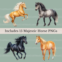 Horses Clipart Bundle 3 - CraftNest - Digital Crafting and Art