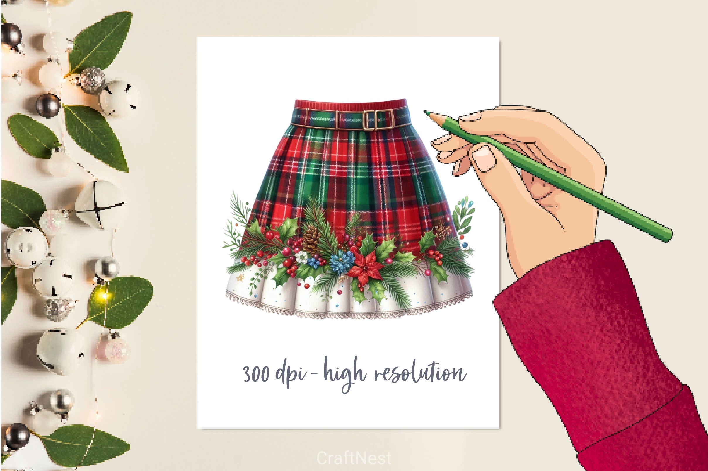 Christmas Plaid Skirt Clipart Bundle 3 - CraftNest - Digital Crafting and Art
