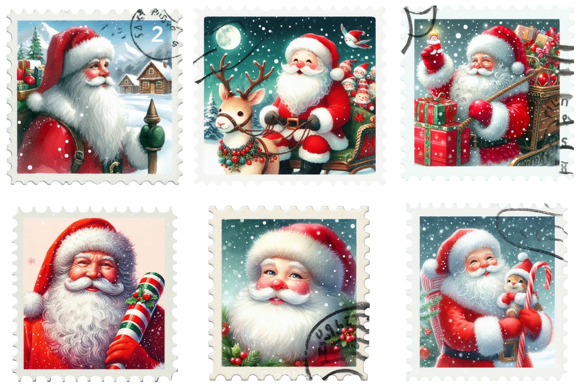 Christmas Santa Claus Stamp Clipart Bundle - CraftNest - Digital Crafting and Art