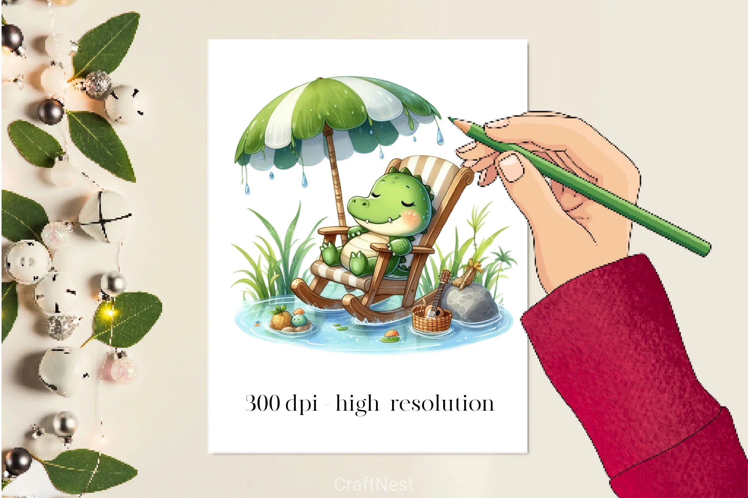 Sleeping Crocodile Clipart Bundle - CraftNest - Digital Crafting and Art