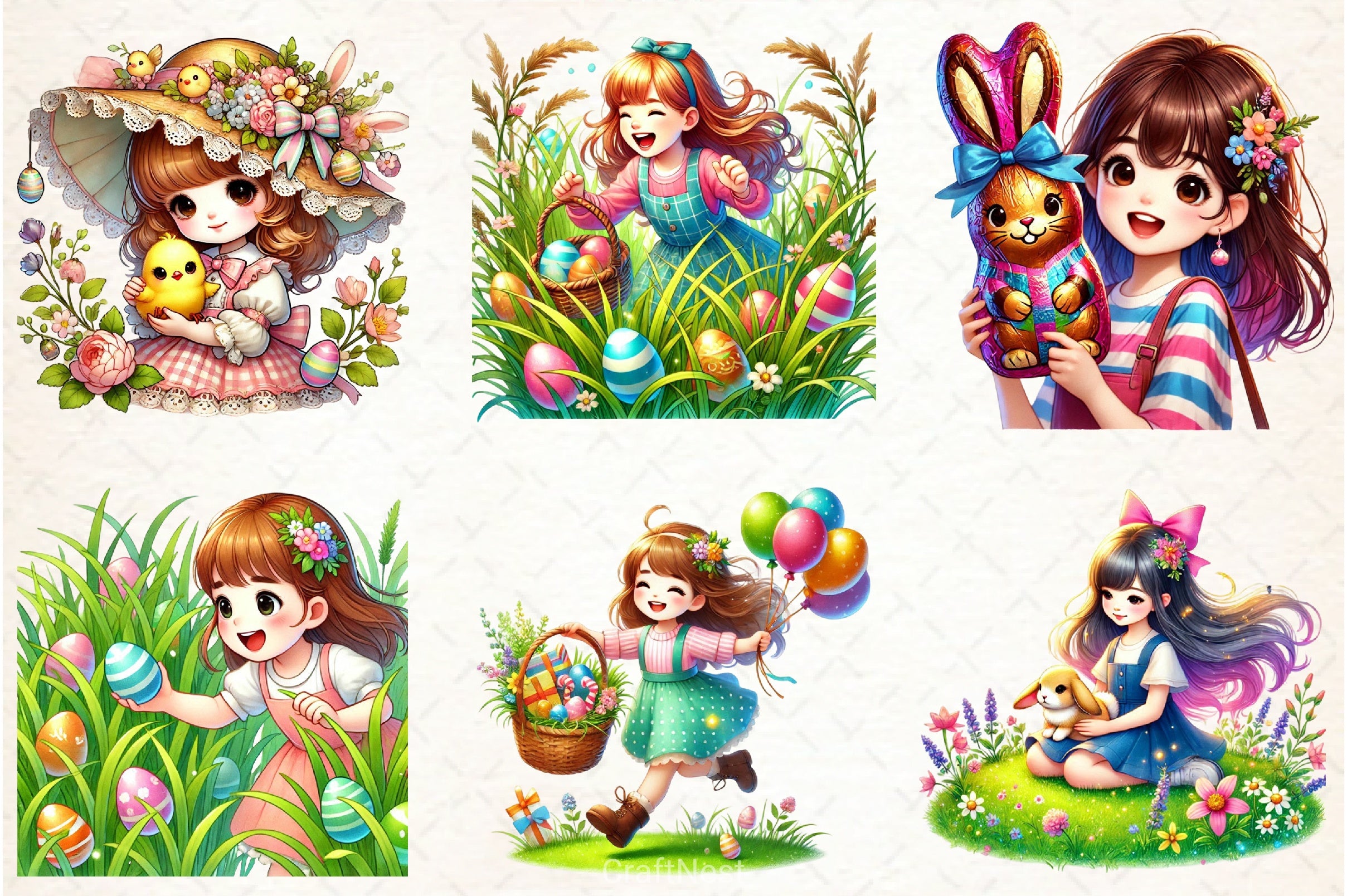 Easter Girl Clipart Bundle - CraftNest - Digital Crafting and Art