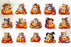 Cute Kitten Pumpkins Clipart Bundle - CraftNest - Digital Crafting and Art