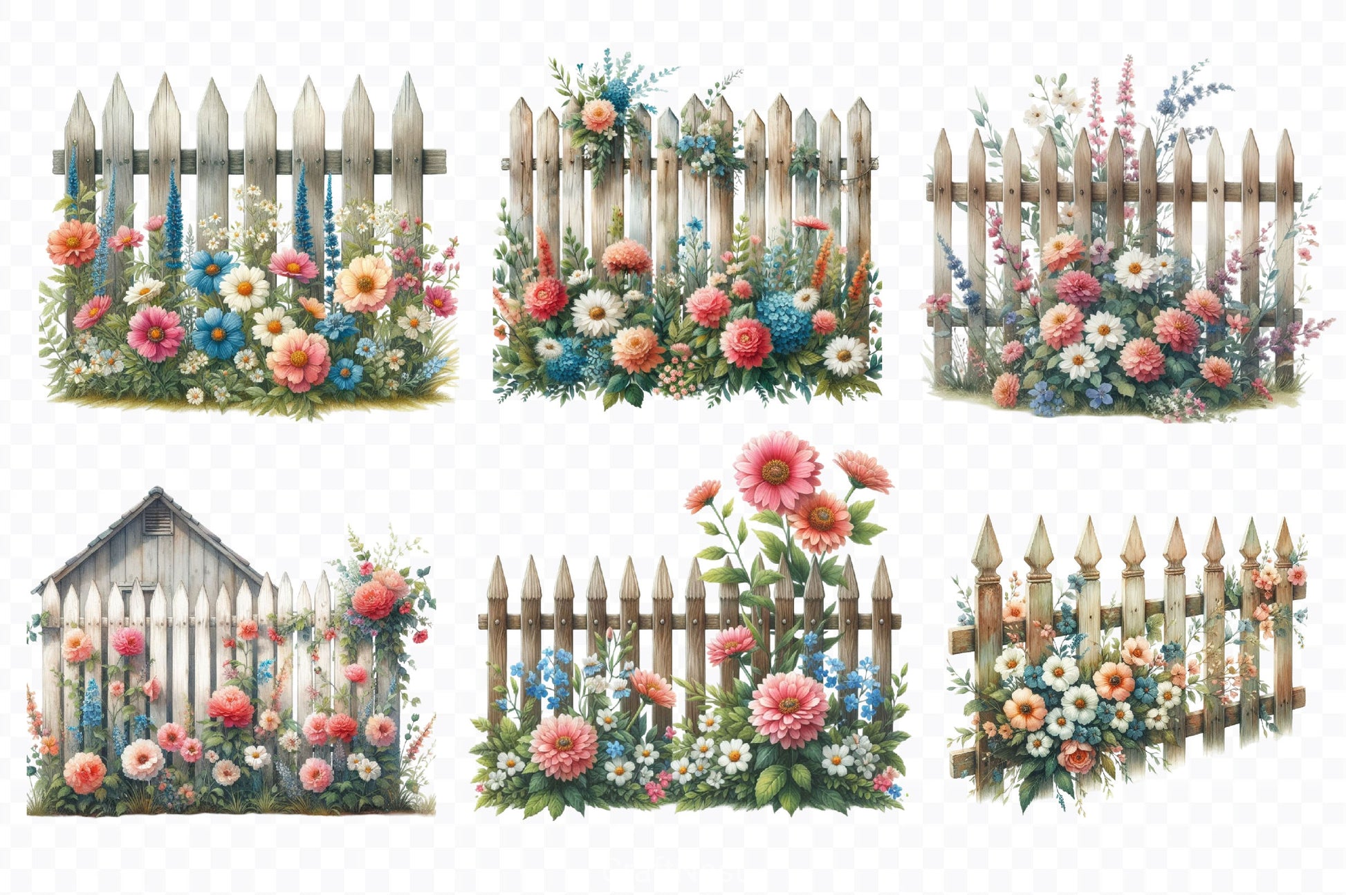 Rustic Picket Fences Clipart Bundle 2 - CraftNest - Digital Crafting and Art