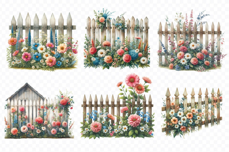 Rustic Picket Fences Clipart Bundle 2 - CraftNest - Digital Crafting and Art