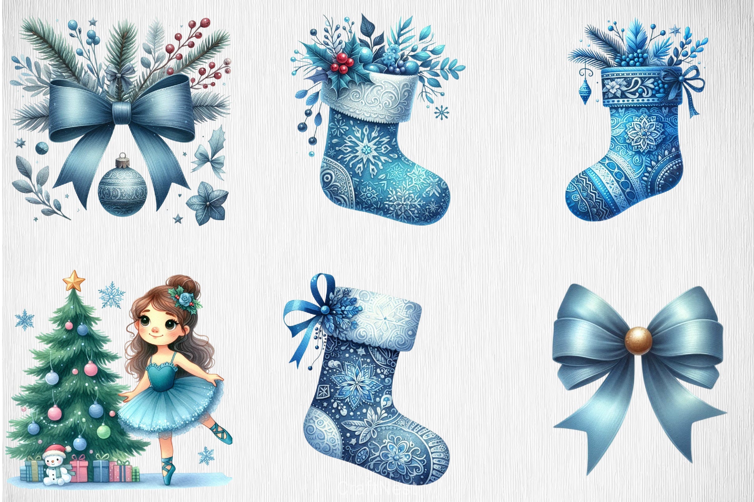 Blue Christmas Clipart Bundle 3 - CraftNest - Digital Crafting and Art