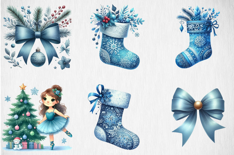 Blue Christmas Clipart Bundle 3 - CraftNest - Digital Crafting and Art
