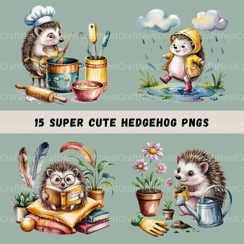 Hedgehogs Clipart Bundle - CraftNest - Digital Crafting and Art