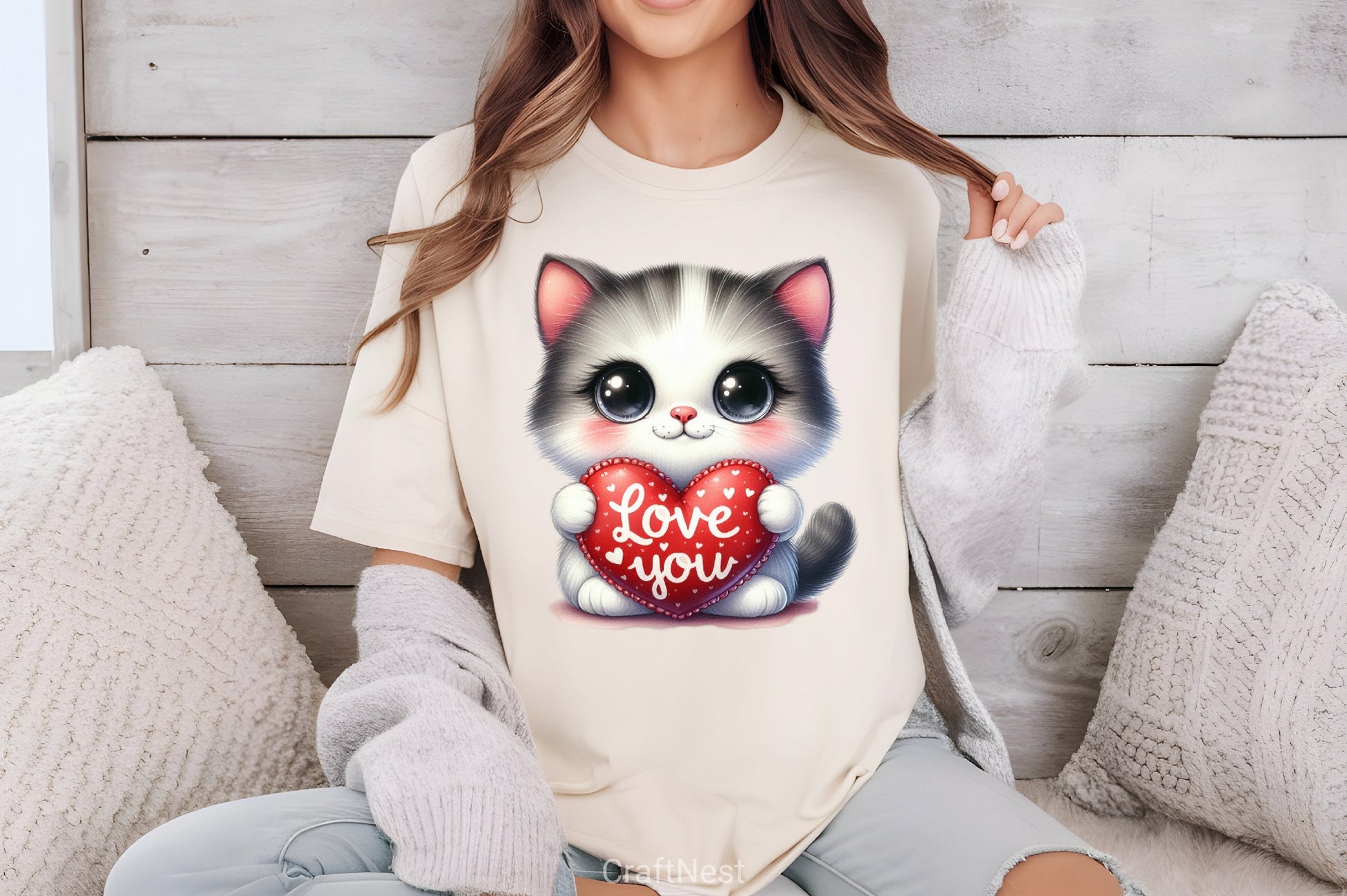 Love You Cat Valentine's Clipart Bundle - CraftNest - Digital Crafting and Art