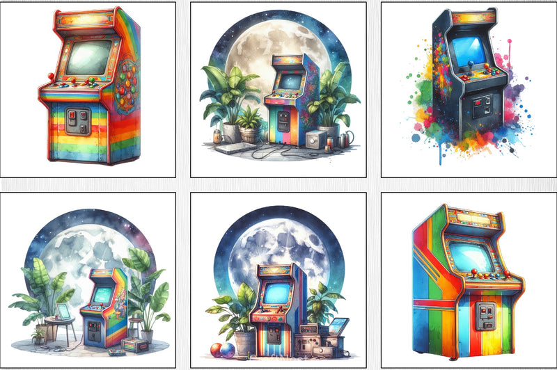 Retro Arcade Machine Clipart Bundle - CraftNest - Digital Crafting and Art