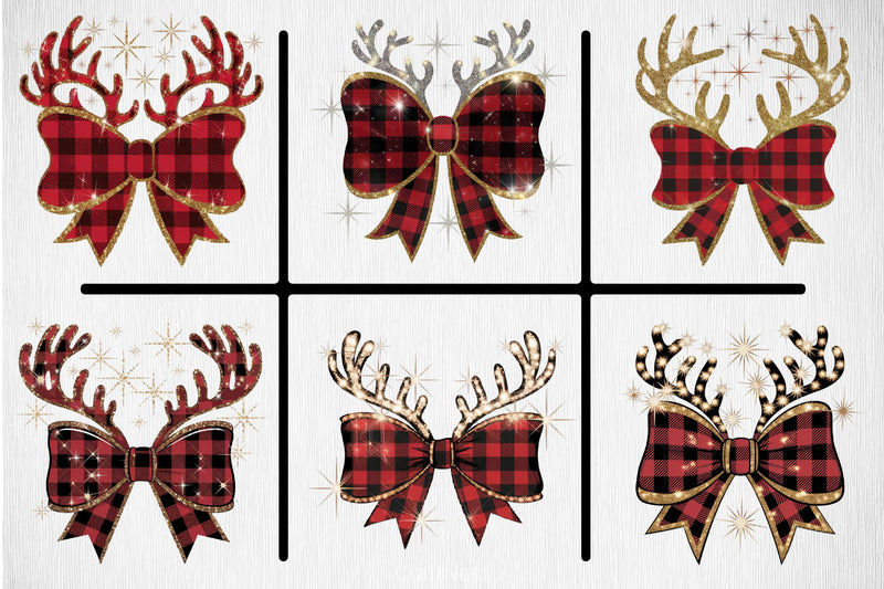 Christmas Reindeer Bow Clipart Bundle 4 - CraftNest - Digital Crafting and Art