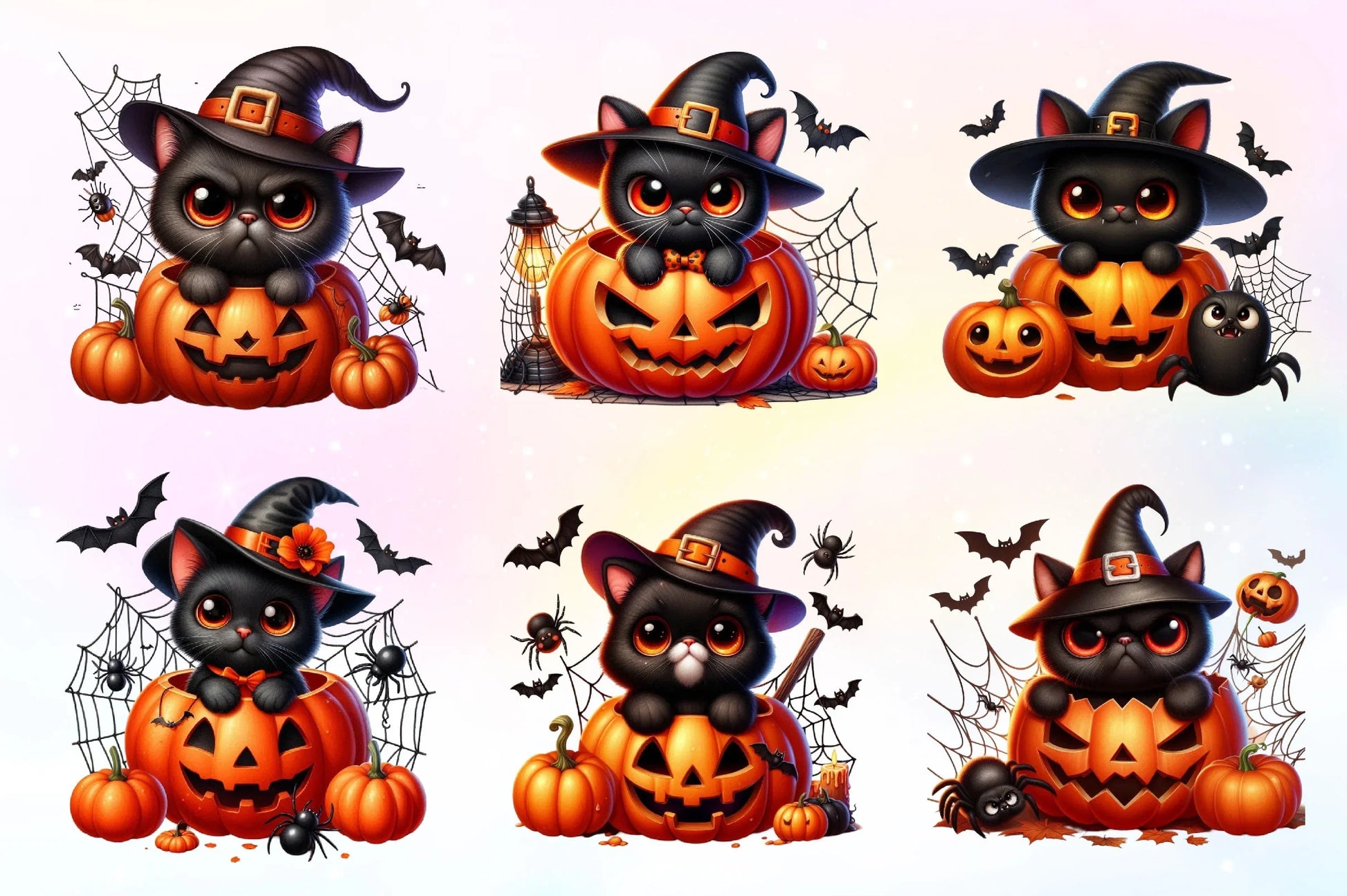 Cute Black Cat Halloween Clipart Bundle - CraftNest - Digital Crafting and Art