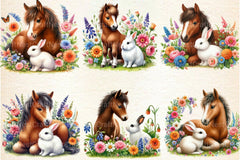 Floral Horse Clipart Bundle - CraftNest - Digital Crafting and Art