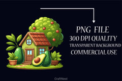 Kawaii Avocado House Clipart Bundle - CraftNest - Digital Crafting and Art