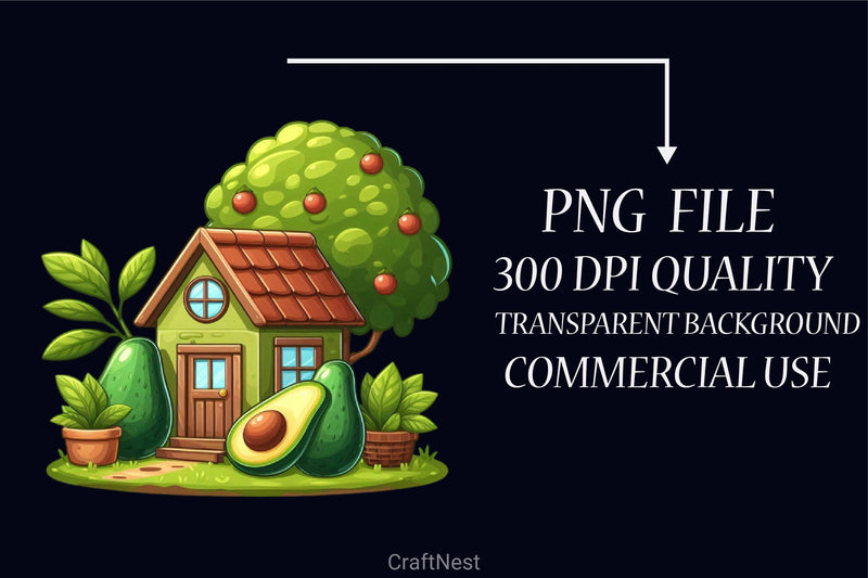 Kawaii Avocado House Clipart Bundle - CraftNest - Digital Crafting and Art