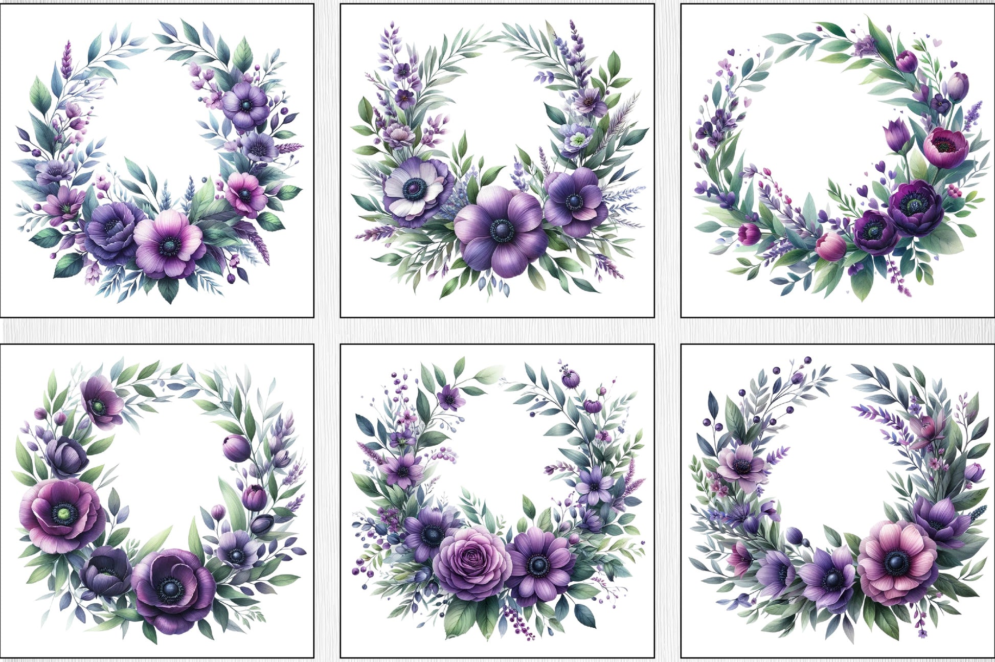 Purple Floral Wreath Clipart Bundle - CraftNest - Digital Crafting and Art