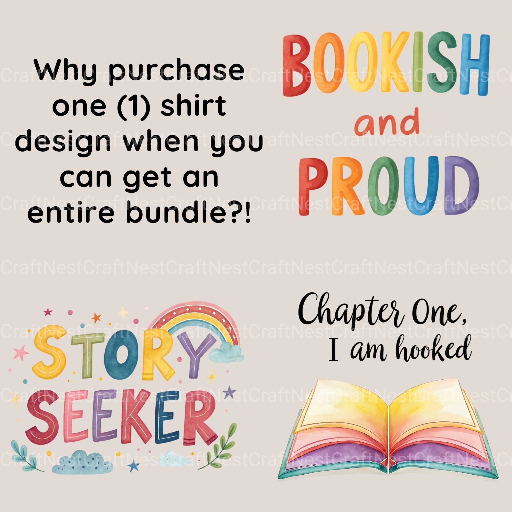 Book Shirt Designs Clipart Bundle - CraftNest - Digital Crafting and Art