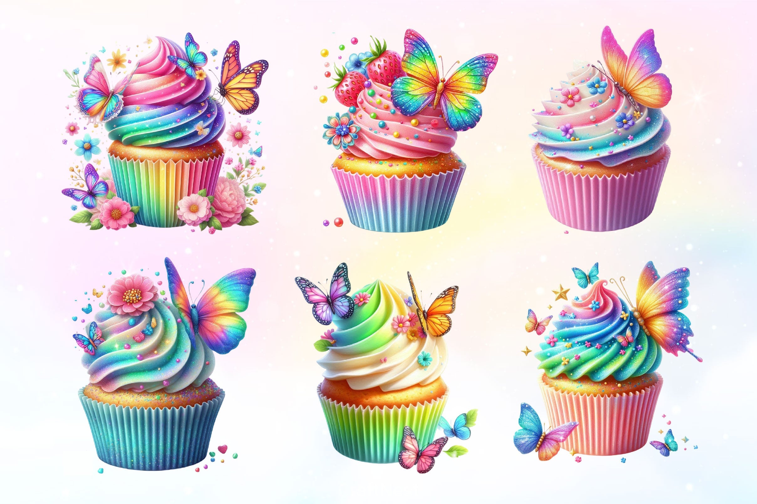 Butterfly Cupcake Clipart Bundle - CraftNest - Digital Crafting and Art