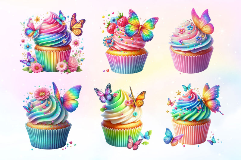 Butterfly Cupcake Clipart Bundle - CraftNest - Digital Crafting and Art