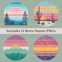 Retro Sunsets 3 Clipart Bundle - CraftNest - Digital Crafting and Art