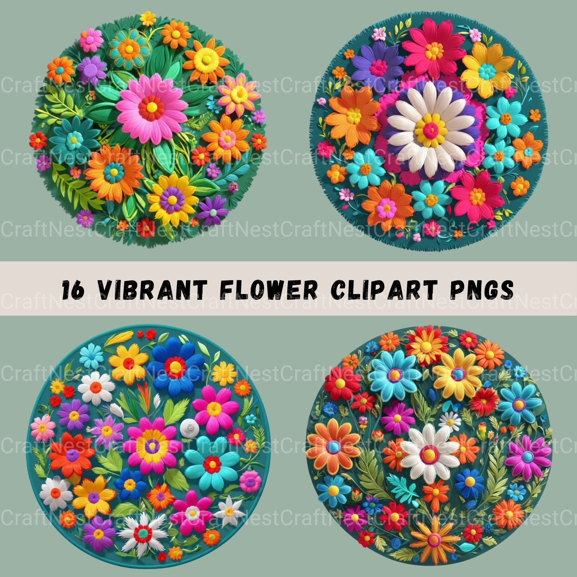 Mexican Flowers 3D 16 Clipart Bundle - CraftNest - Digital Crafting and Art