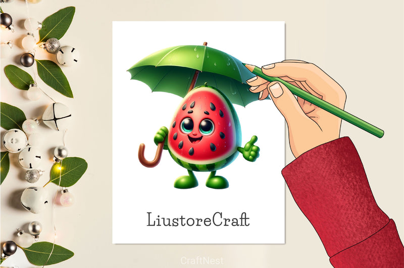 Cute Summer Watermelon Clipart Bundle - CraftNest - Digital Crafting and Art