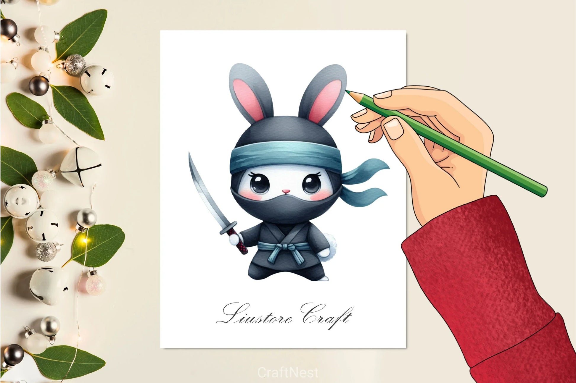 Cute Ninja Rabbit Clipart Bundle - CraftNest - Digital Crafting and Art