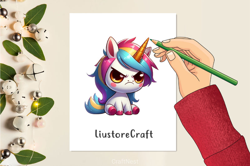 Funny Grumpy Unicorn Clipart Bundle - CraftNest - Digital Crafting and Art