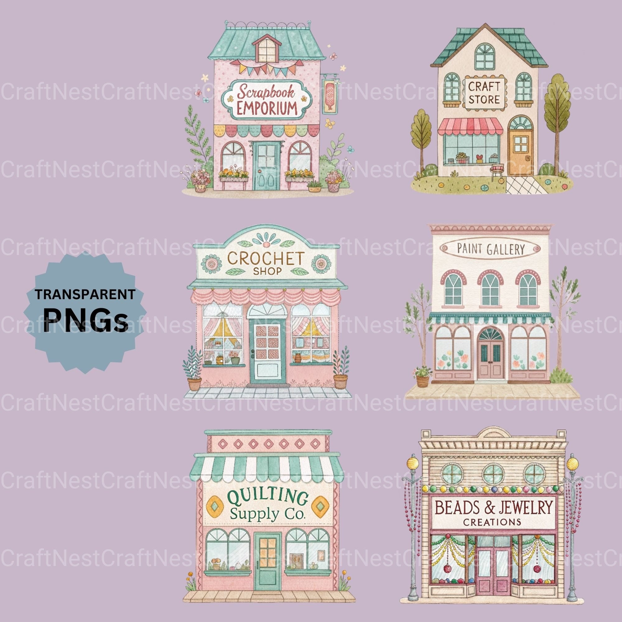 Craft Buildings Clipart Bundle - CraftNest - Digital Crafting and Art