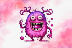 Pink Funny Monster 3D Clipart Bundle - CraftNest - Digital Crafting and Art