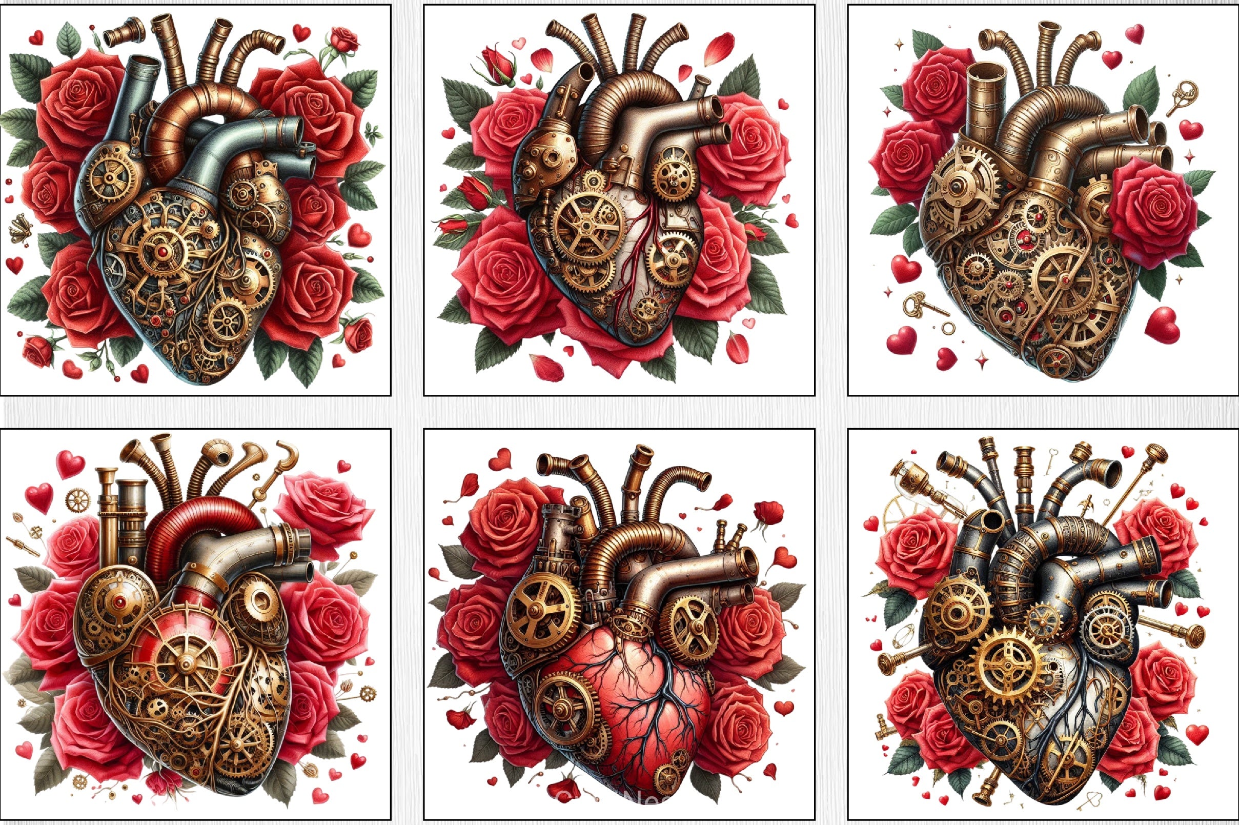 Valentine Steampunk Heart Clipart Bundle - CraftNest - Digital Crafting and Art