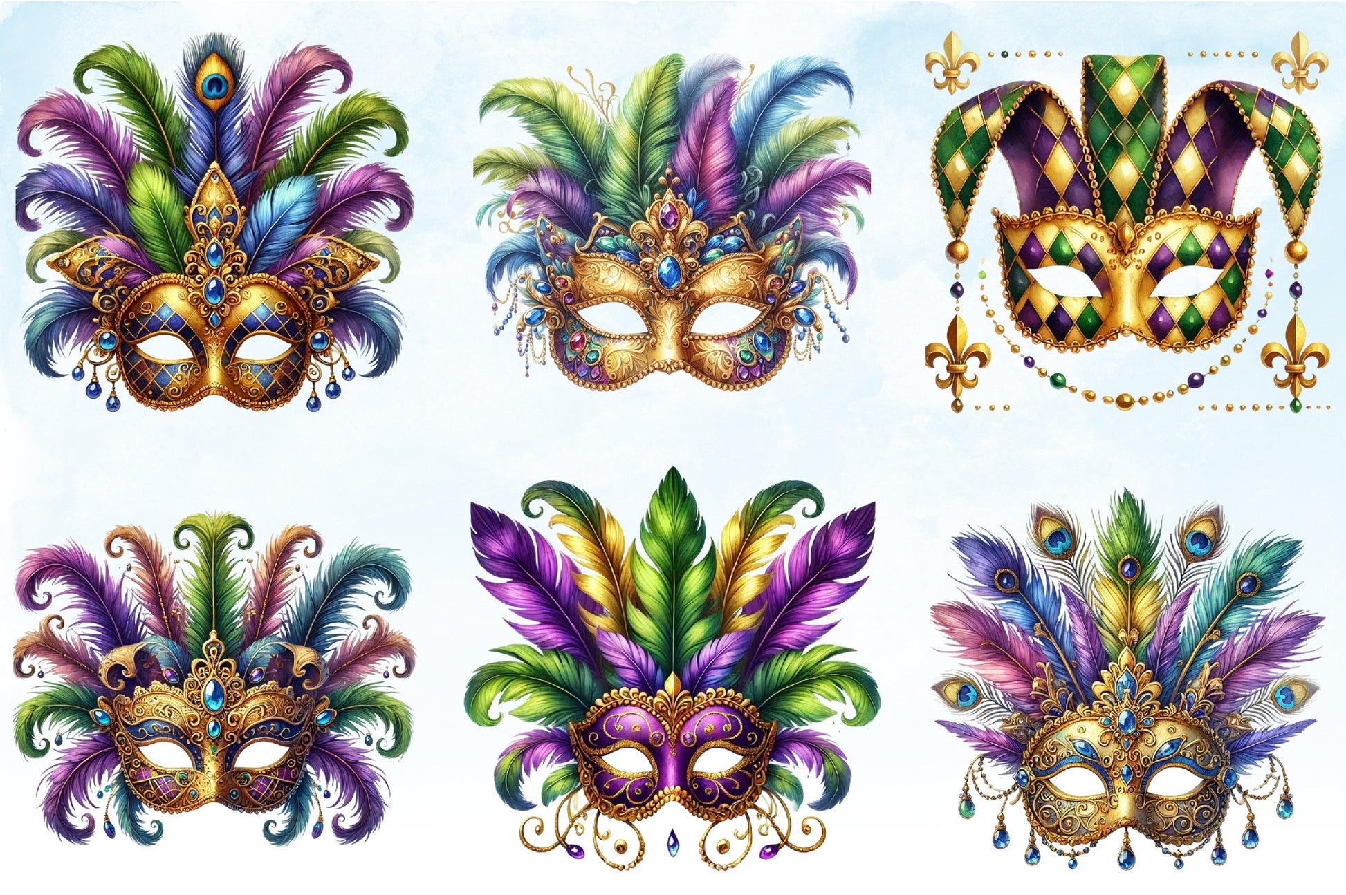 Mardi Gras Mask Clipart Bundle 5 - CraftNest - Digital Crafting and Art