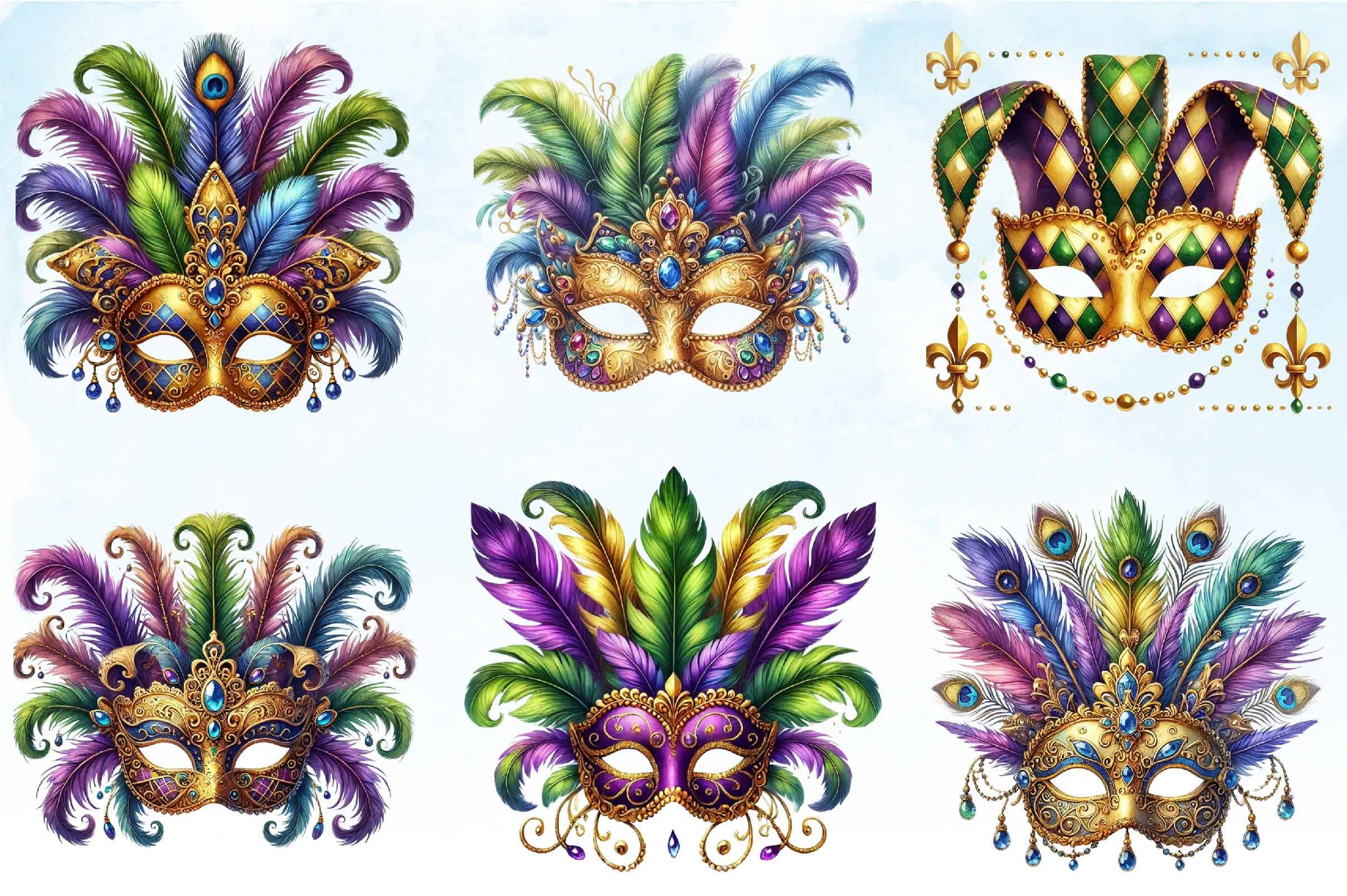 Mardi Gras Mask Clipart Bundle 5 - CraftNest - Digital Crafting and Art