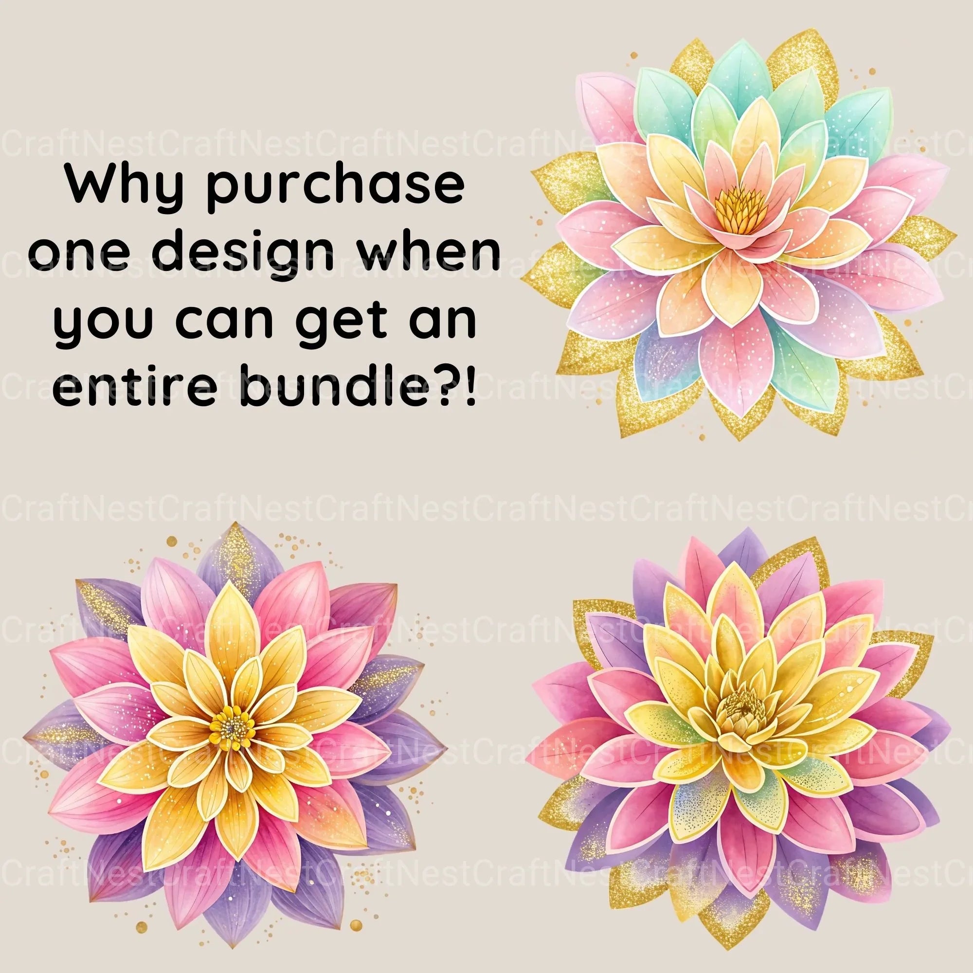 Glitter Flowers Clipart Bundle - CraftNest - Digital Crafting and Art