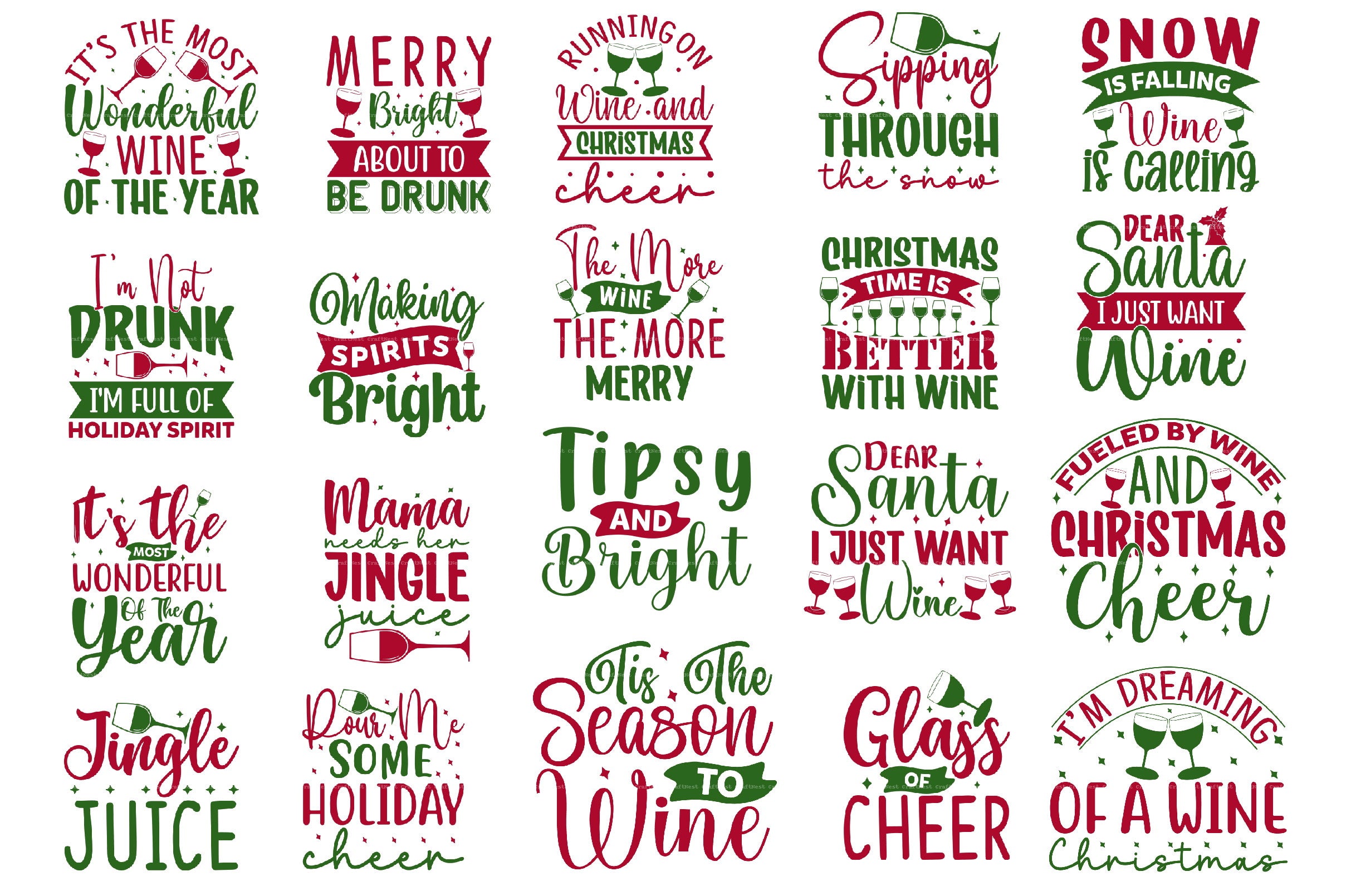 Christmas Wine Glass SVG Bundle