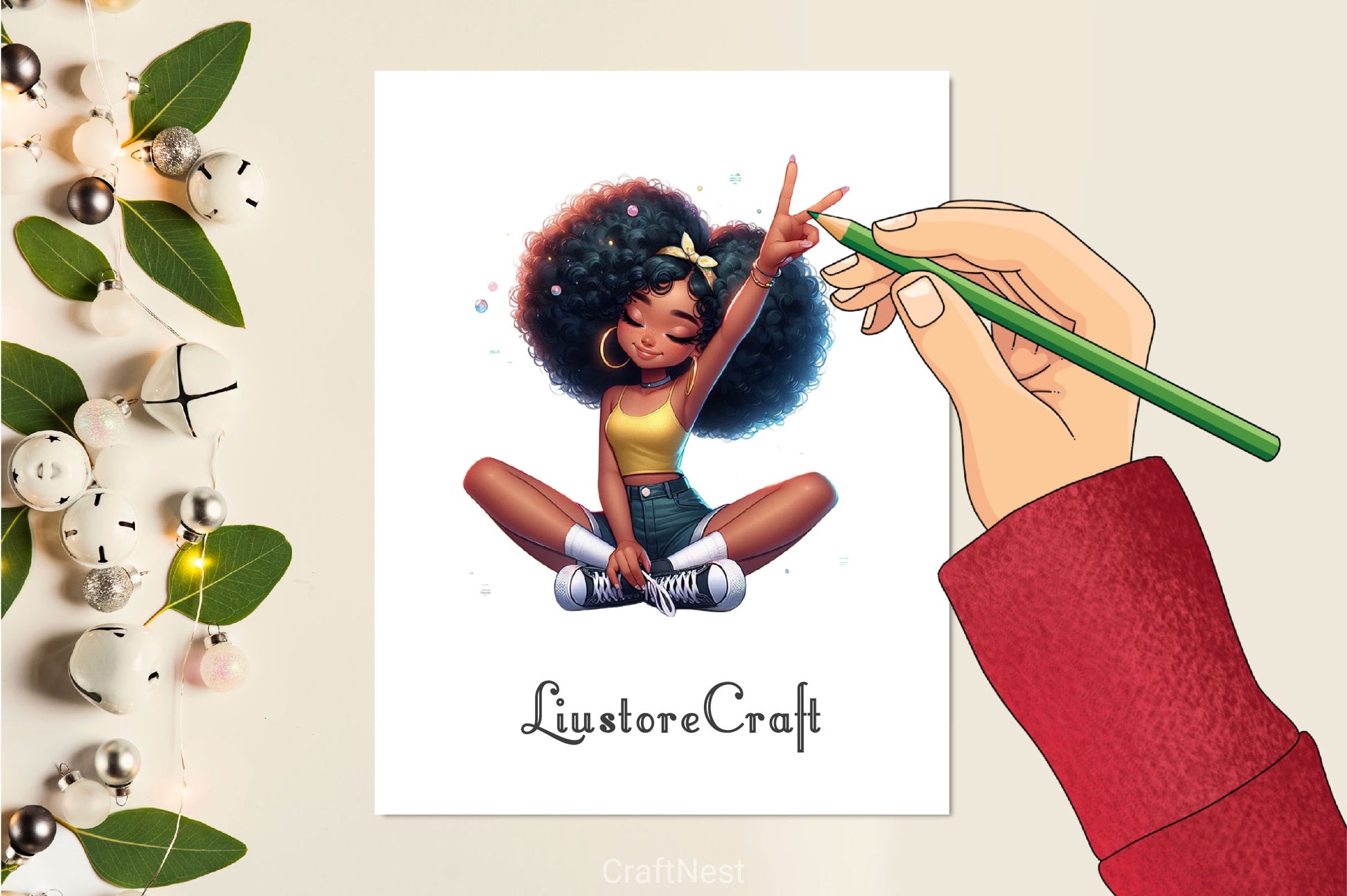 Cute Afro Girl Clipart Bundle 2 - CraftNest - Digital Crafting and Art
