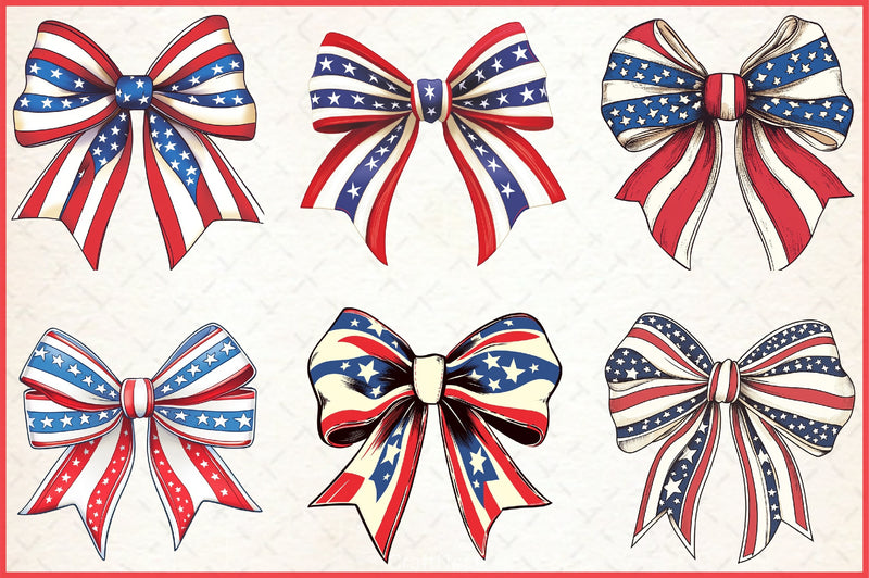 4th of July Flag Bows Clipart Bundle - CraftNest - Digital Crafting and Art