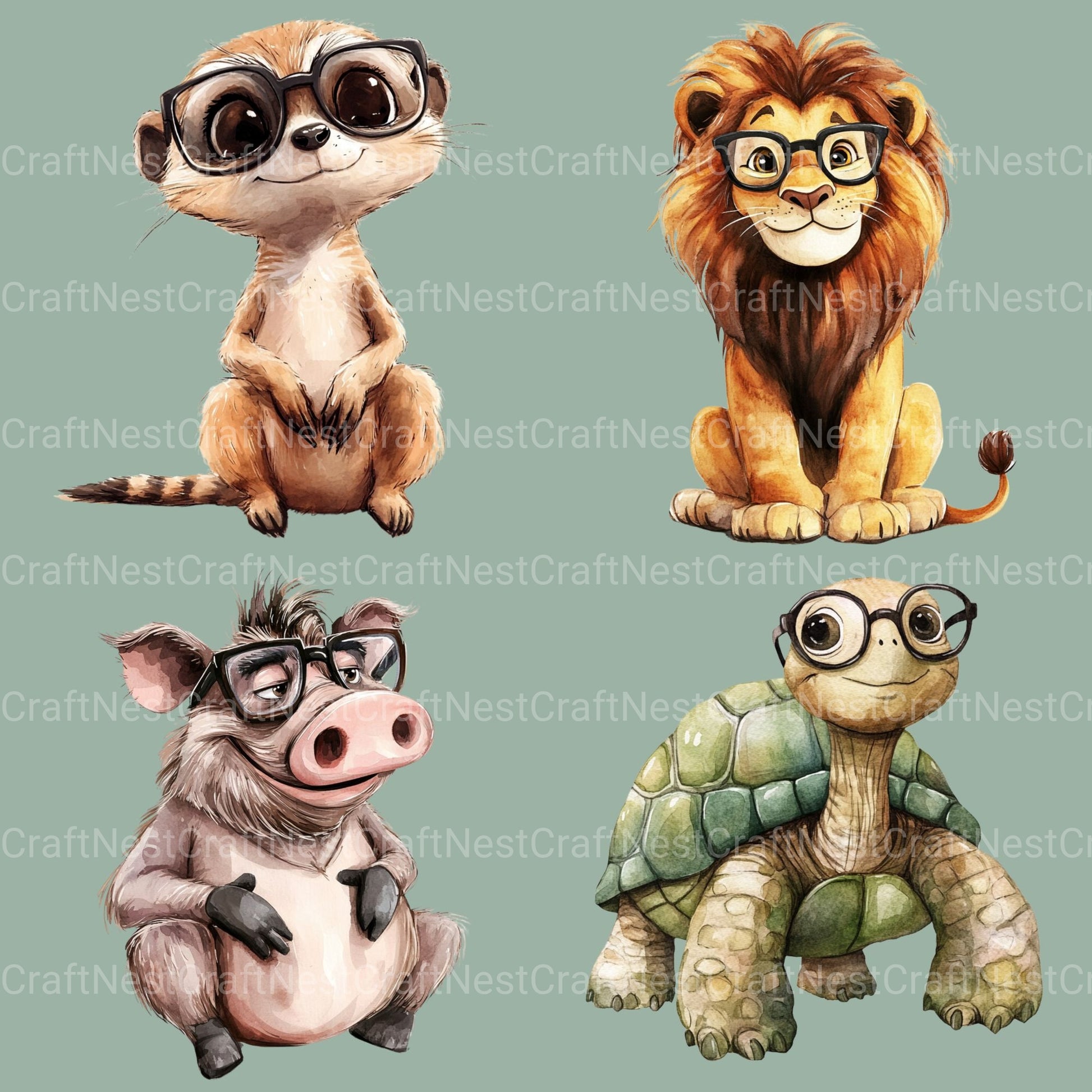 Animals Wearing Glasses Clipart Bundle - CraftNest - Digital Crafting and Art