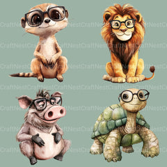 Animals Wearing Glasses Clipart Bundle - CraftNest - Digital Crafting and Art
