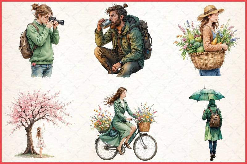Green Spring Outdoor Cliparts Bundle - CraftNest - Digital Crafting and Art