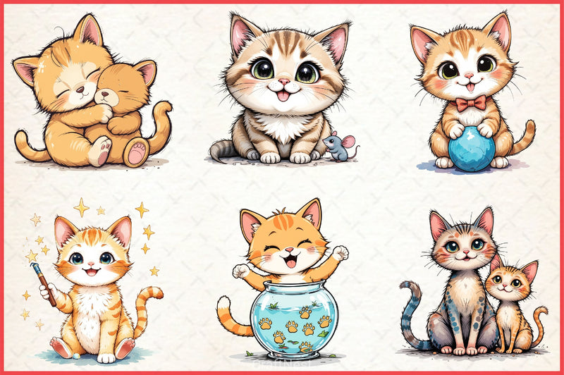 Funny Cats Clipart Bundle - CraftNest - Digital Crafting and Art