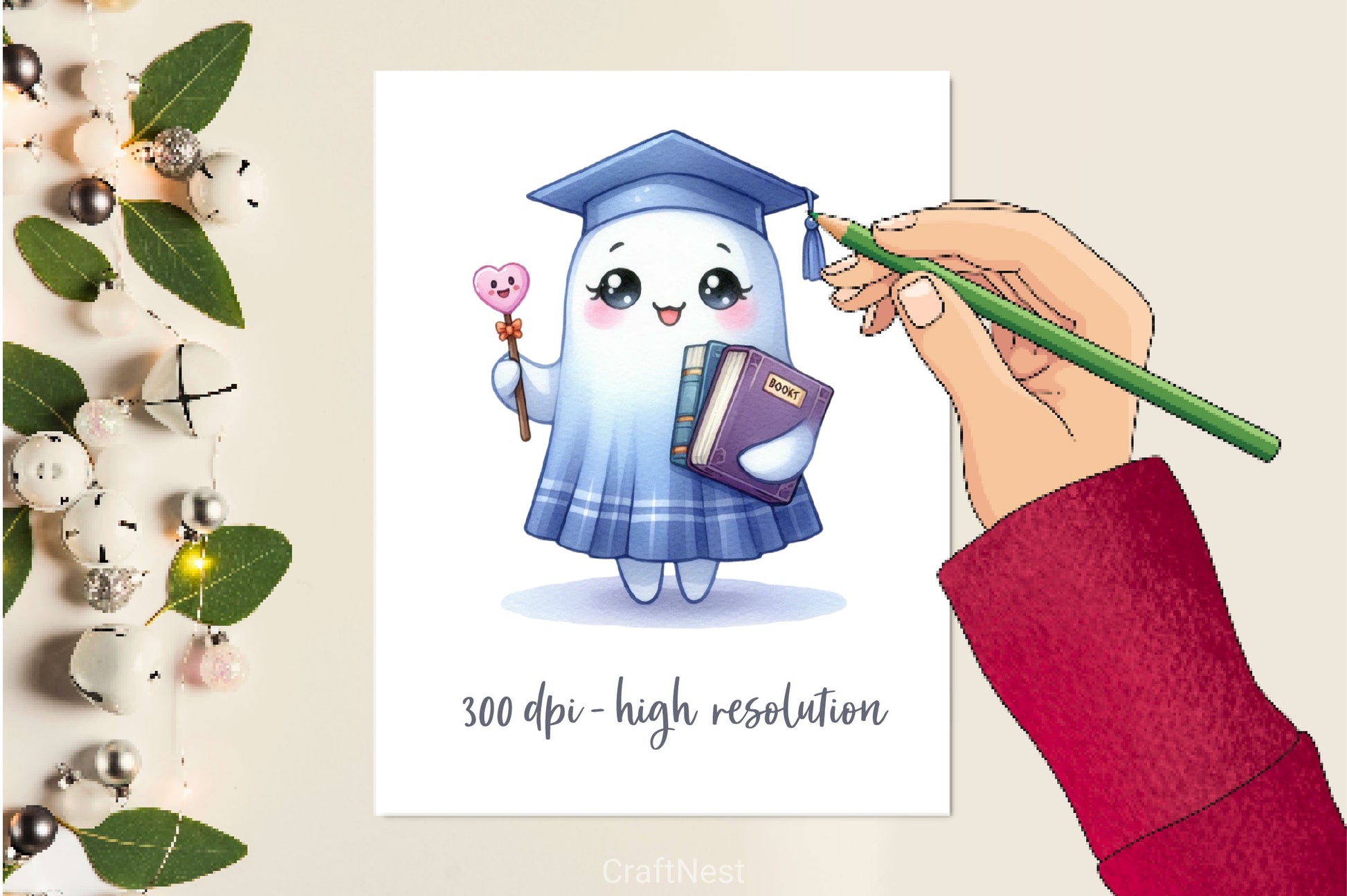 Ghost Bookworm Clipart Bundle - CraftNest - Digital Crafting and Art